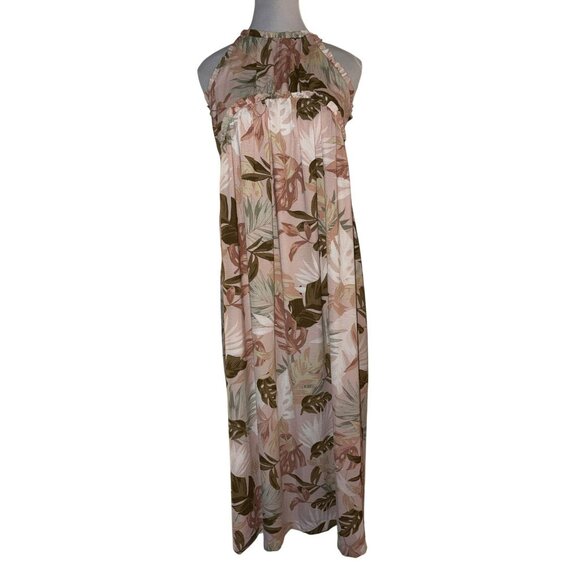 Bonnie Jean Girls Halter Maxi Dress With Tropical Leaf Print Size 16 - Picture 1 of 6